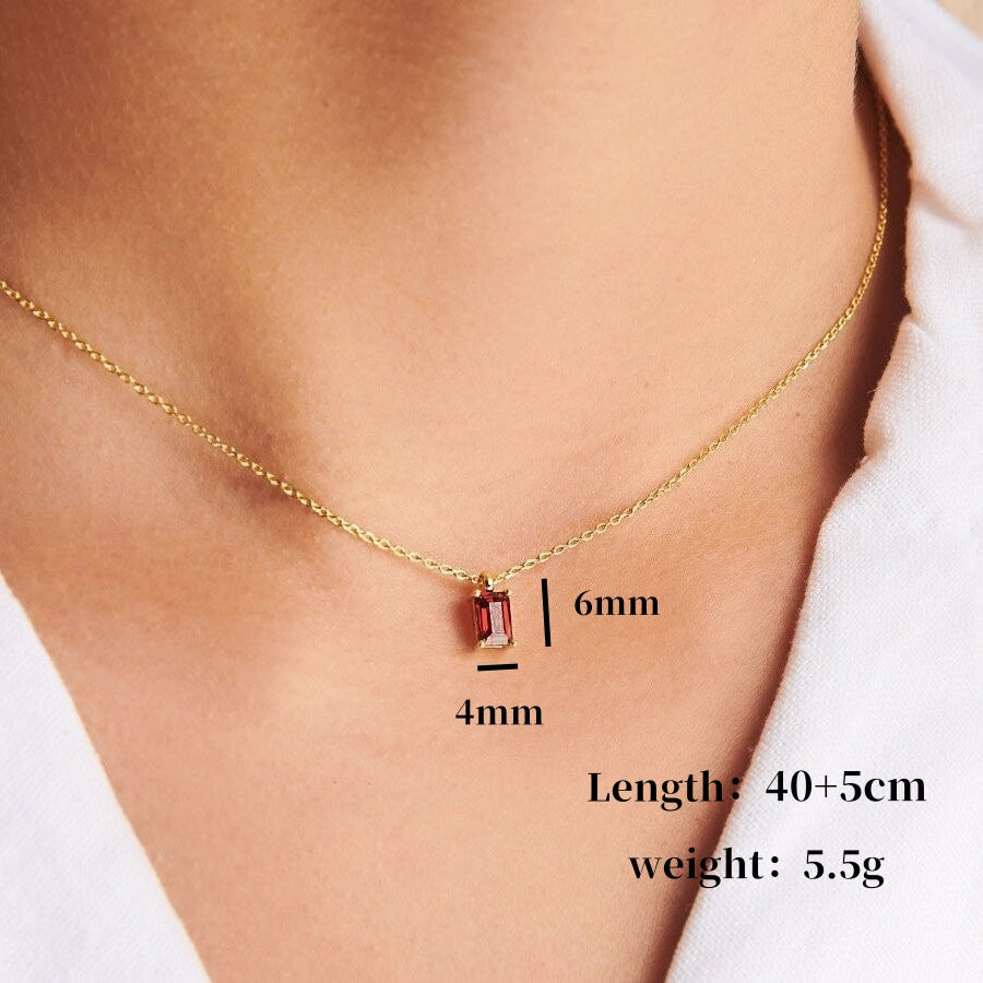 Birthstone Necklace Stainless Steel